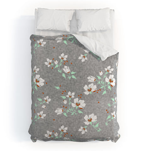 Holli Zollinger LINEN FLORAL MINT Duvet Cover